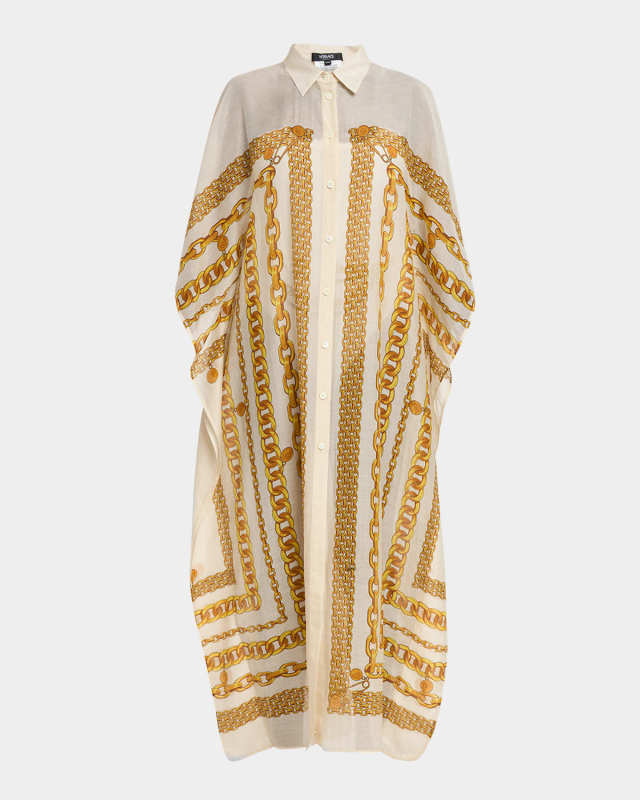 Cotton-Silk Voile Treasure Print Coverup
